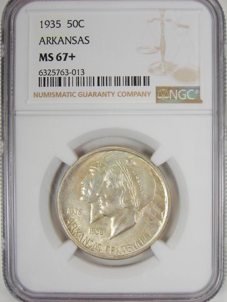 1935 Arkansas Half Dollar 50C - Certified NGC MS67+ Plus Grade - $4650 NGC Value - Image 2 of 4