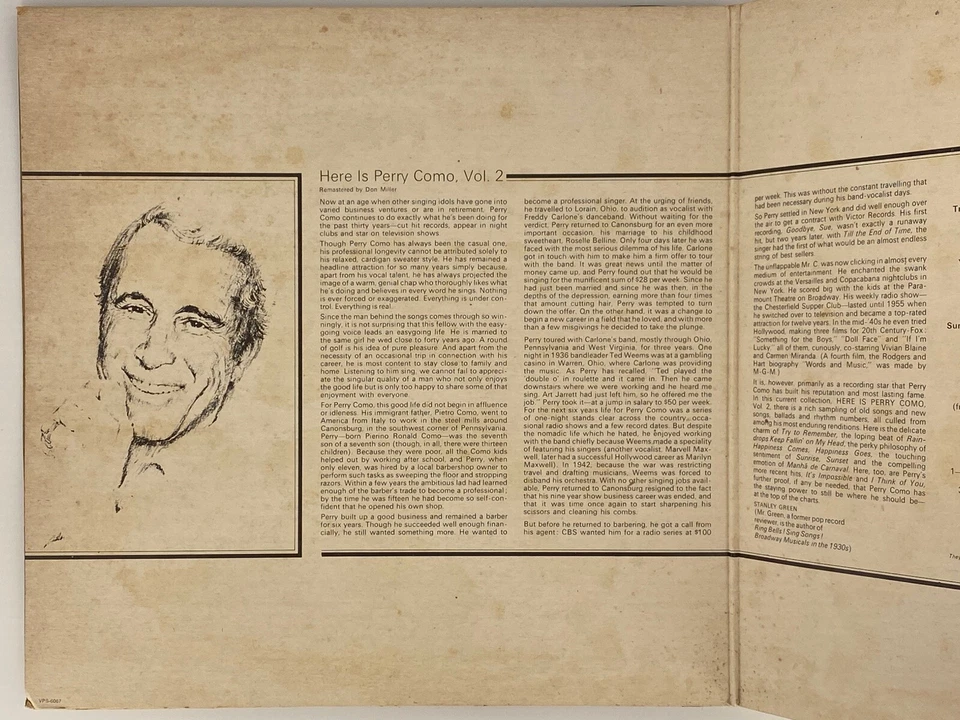 Perry Como Here Is Perry Como Vol.2 double LP vinyl RCA Victor Gatefold - Image 2 of 4