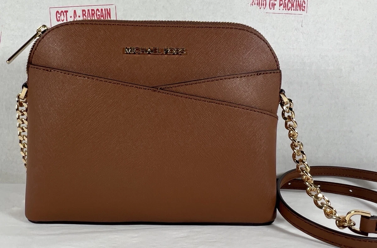 Michael Kors Jet Set Travel Medium Leather Cross Dome Crossbody Handbag