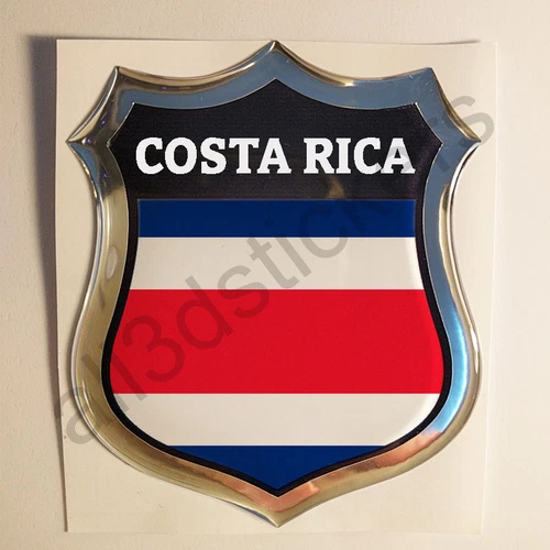 Sticker Costa Rica Emblem 3D Resin Domed Gel Costa Rica Flag Vinyl Decal Car
