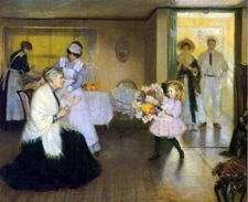 Dream-art Oil painting Philip-Leslie-Hale-Grandmother's-Birthday happy family