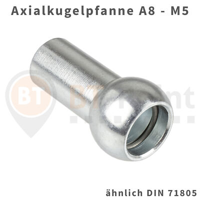 Axialkugelpfanne A8 M5 DIN 71805 Stahl verzinkt Axial Kugelpfanne Kugel Pfanne