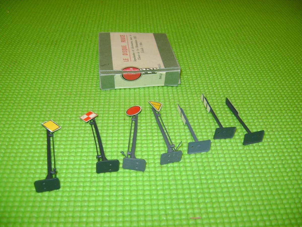 Lot De 7 Signaux Ferroviaires DISQUE ROUGE HO – 4 Mobiles SM1 En Boîte