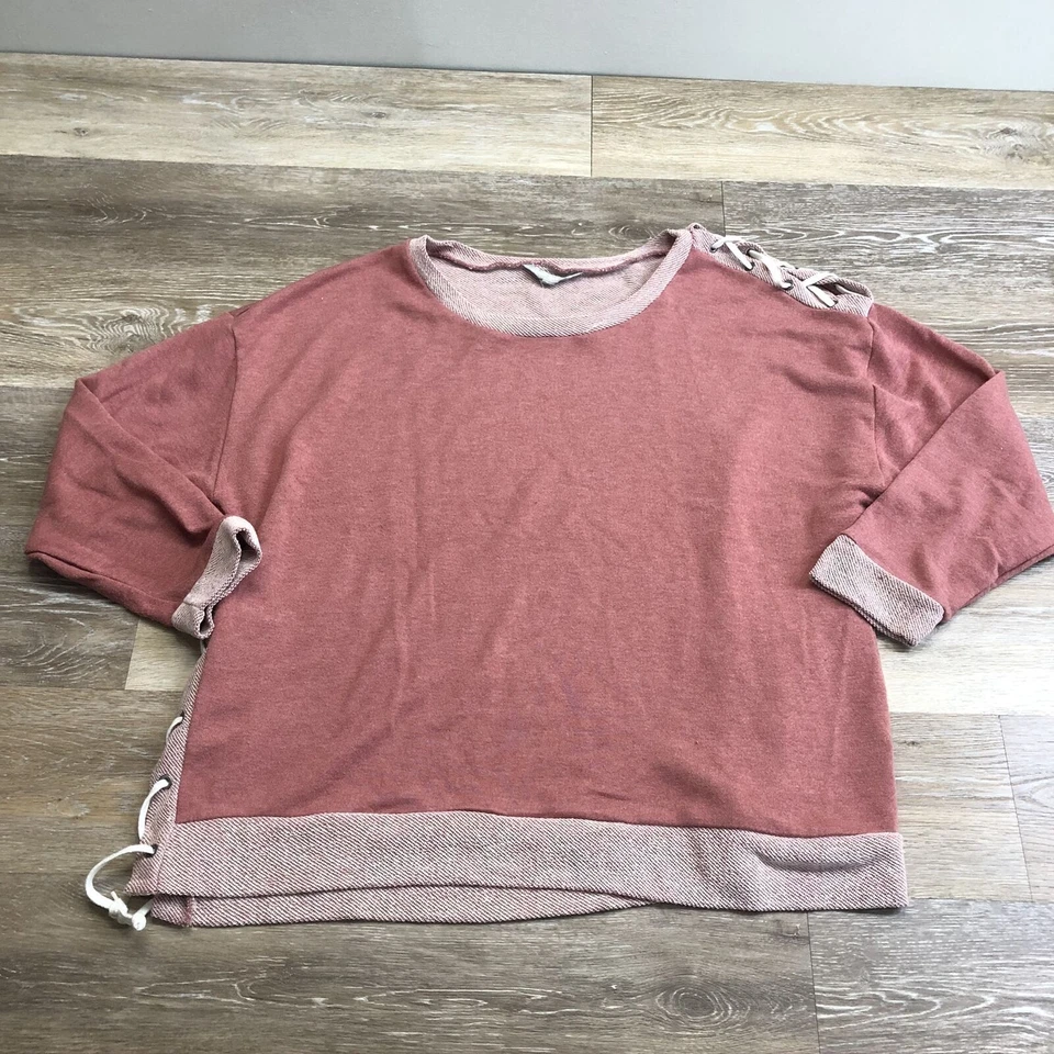 HARMONY BALANCE Round Neck Long Sleeve Red Blouse Top Women's Plus Size 2X - Image 4 of 4