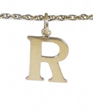 Solid 14ct Yellow Gold Letter R Initial Alphabet 14mm Pendant Bracelet Charm 585