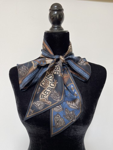 SABINA SAVAGE Hair Tie Neck BOW Long 65x4 In SCARF Made In England - Picture 2 of 14