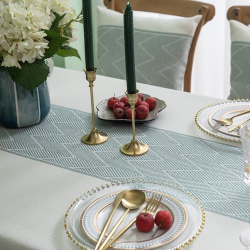 Enova Home Quality Washable Wrinkle Free Cotton Linen Tablecloth with Tassel - Picture 27 of 46