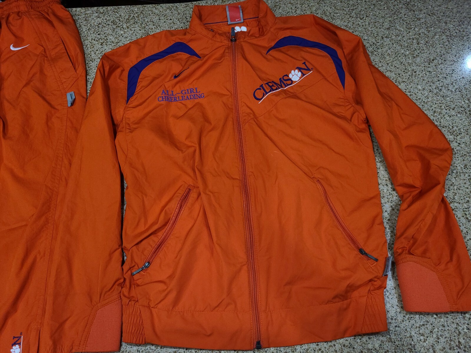 SACAI X NIKE Tuta Nike donna Clemson Tigers arancione pista 2 pezzi giacca XS cheerleading