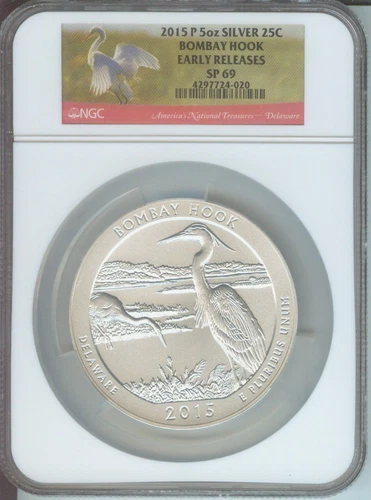 2015-P BOMBAY HOOK NP ATB 5 Oz. SILVER NGC SP69 SP-69 EARLY RELEASES ER E.R.