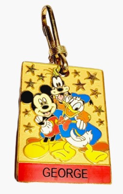 GEORGE Disney Keychain Zipper Pull Vintage Souvenir Mickey Donald Goofy GEORGE'S
