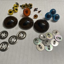 Vintage Plastic Doll Eyes Cateyes Yellow Orange Blue Brown