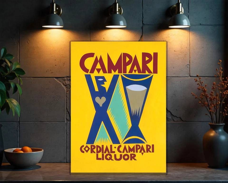 Vintage  Cordial Campari Art Deco Hourglass Heavy Metal Sign - (60X40 CM) - Image 3 of 4