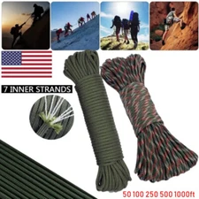 550LB Paracord Parachute Cord Rope Mil Spec Type III 7 Strand 50 100 500 1000FT