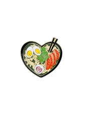 Love Ramen Heart-shaped Enamel Pin Metal Badge 1.6"