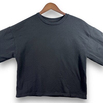 Pull & Bear Basic Sweatshirt Mens Size Small S Black Pullover Long Sleeve *READ*
