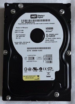 Western Digital WD Caviar WD800BB-55JKCO IDE Internal 3.5'' Hard Drive 80 GB