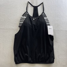 Nike Swim Top Women's Small Black  Gray Preppy Layered Tankini NESSE291-001