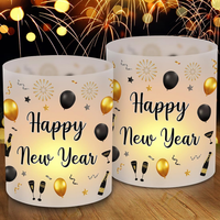12 Windlicht Tischdeko Silvester, Happy New Year Deko, Silvester Deko 2026, Part