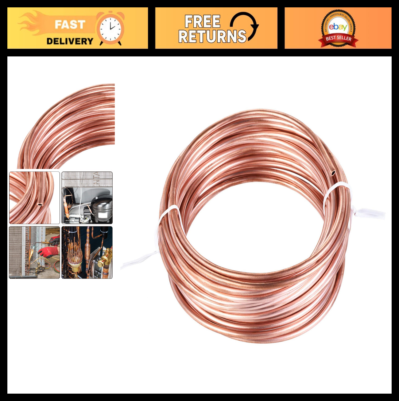 Refrigeration Copper Tubing Coil 4mm OD x 3mm ID - 24.5Ft Length, HVAC, Plumbing