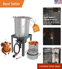 Sturdy Black 30QT Turkey Fryer & 10QT Fish Fryer Set - Elevate Your Cooking Game
