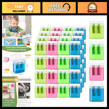 48 Pcs Dual Hole Manual Pencil Sharpeners with Lid - Bulk Colored Handheld Sharp