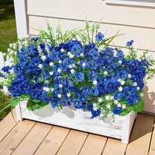 16 Bundles Artificial Flowers for Outdoors, UV Resistant Silk Faux Flowers fo...