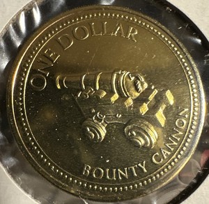2009 Pitcairn Islands 1 Dollar $1  BU Prooflike Coin BOUNTY CANNON Gold Tone
