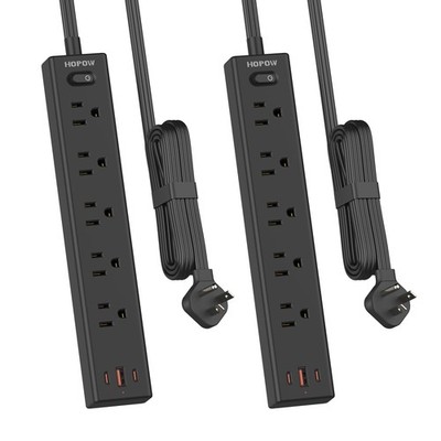 Flat Plug Power Strip, 2 Pack, 6 Ft Ultra Thin Flat Extension Cord, Surge Pro...