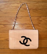 Chanel Patent Leather Mini Diagonal CC Chain Flap Bag Authentic