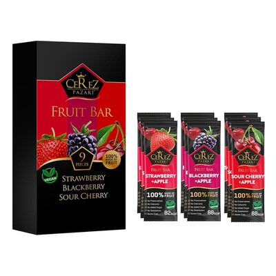 Cerez Pazari Fruit Leather Snacks Variety Pack Vegan Real Fruit Bars 9 Pack
