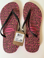 Havaianas - NEW -Shocking Pink - Leopard Print - Flip Flops - US Women s 9/10