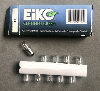 Eiko #44 bulbs box of 10 radio tube amp pilot light bayonet nickel brass base