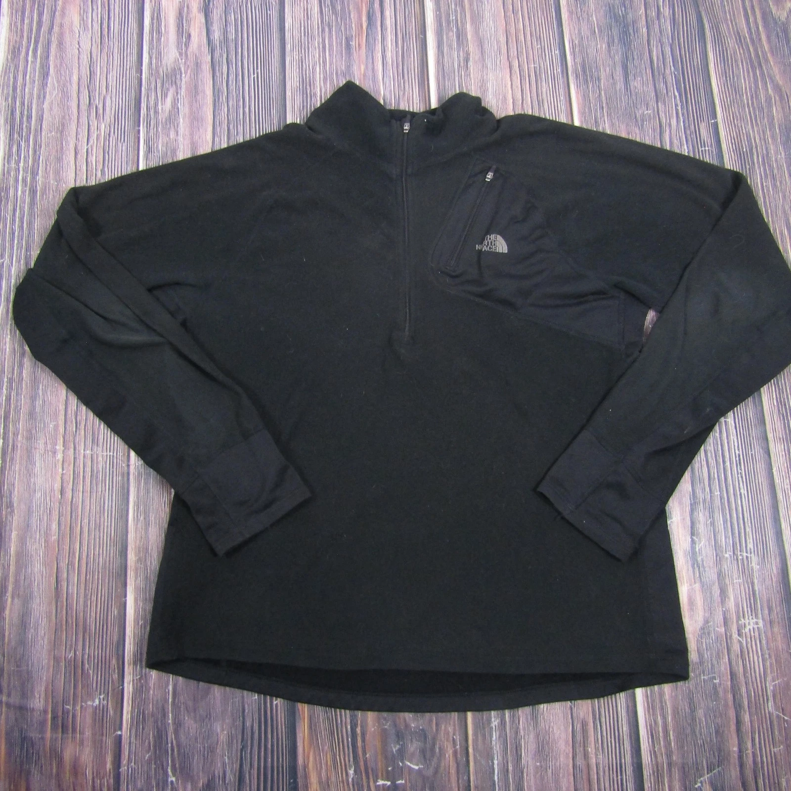 The North Face Pullover Mens Medium Black Fleece 1/4 Zip Hiking Walking Top
