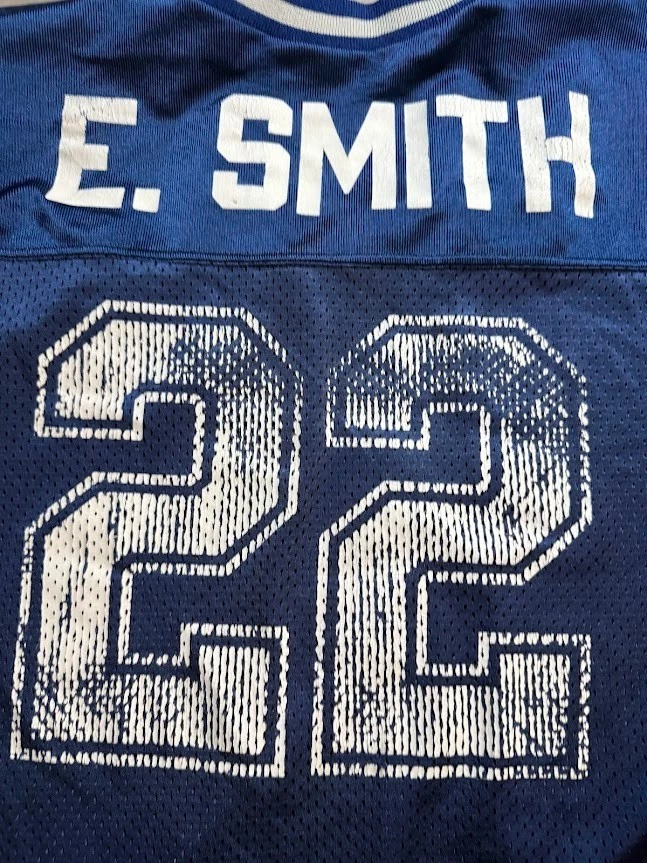 Camiseta deportiva con logotipo de Emmitt Smith #22 de los Dallas Cowboys para niños L azul manga corta. Foto 4 de 4