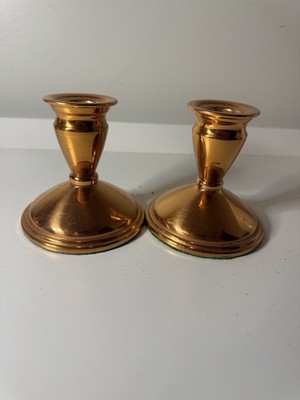 Nice Set Of 2 Coppercraft Guild Candle Holders 4'' Tall Taunton Mass