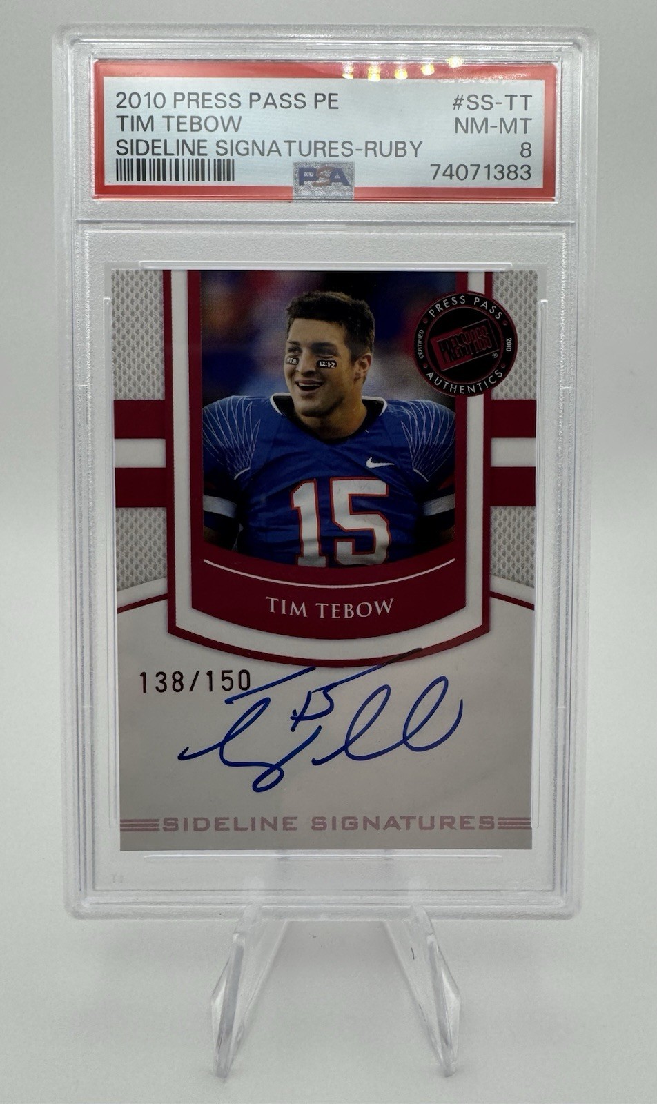 Tim Tebow Press Pass PE Sideline Signatures #SSTT Base