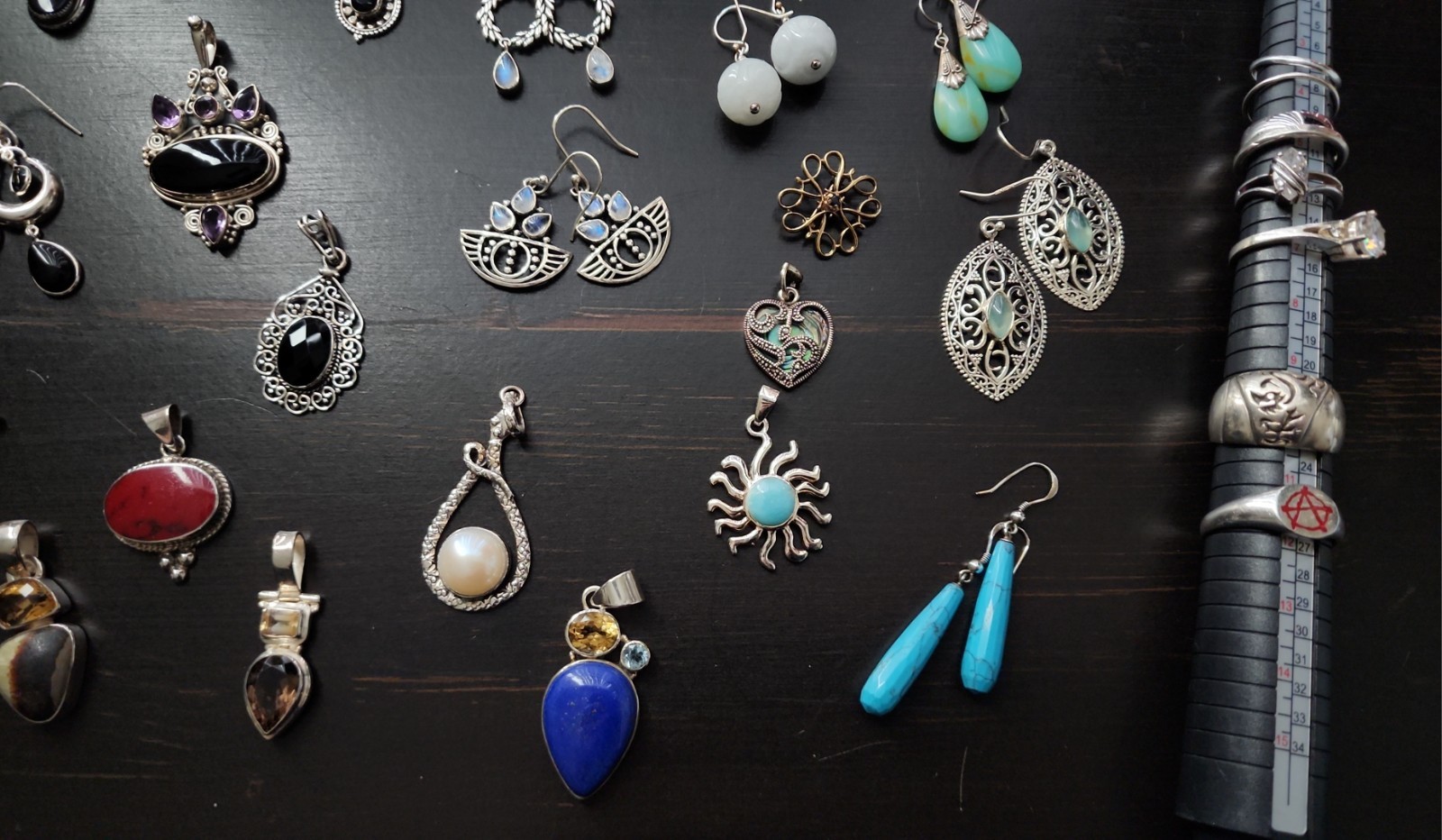 Sterling Silver Jewelry Lot 317.5g Vintage Mexico TAXCO Gemstones Wholesale Bulk