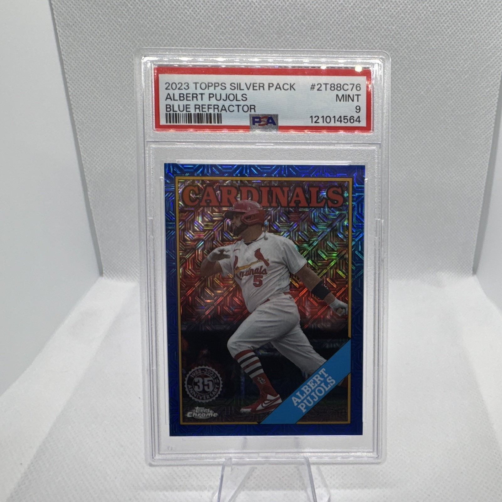 Topps Albert Pujols Cardinals 1988 Silver Pack Mojo Blue Refractor /150 PSA 9