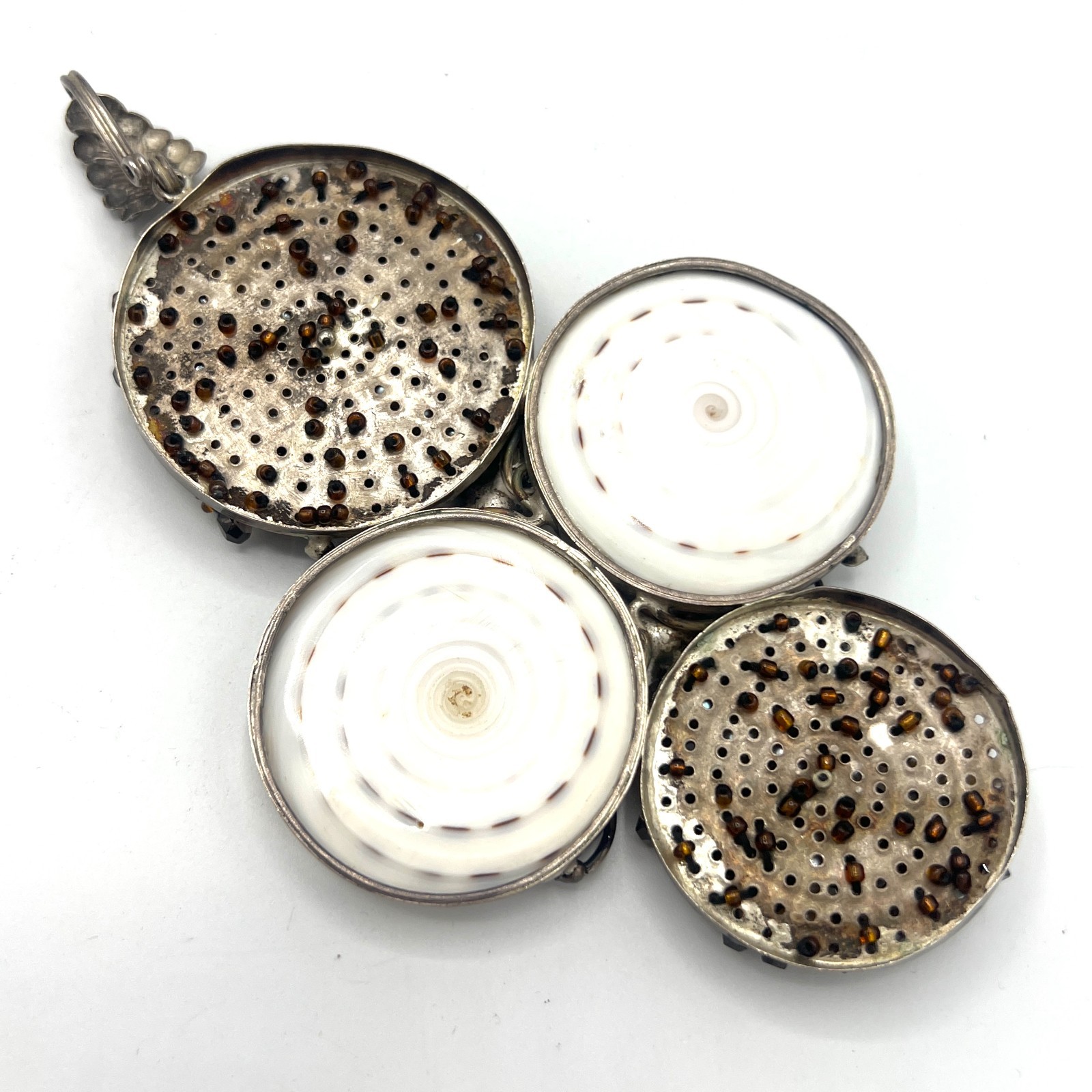 Large Vintage Artisan Shell Cross Statement Neckl… - image 8