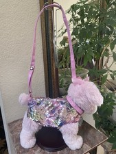 Poochie Co Purse Puppy Dog Sequined Pink Bow Bag Plush Stuffed Animal
