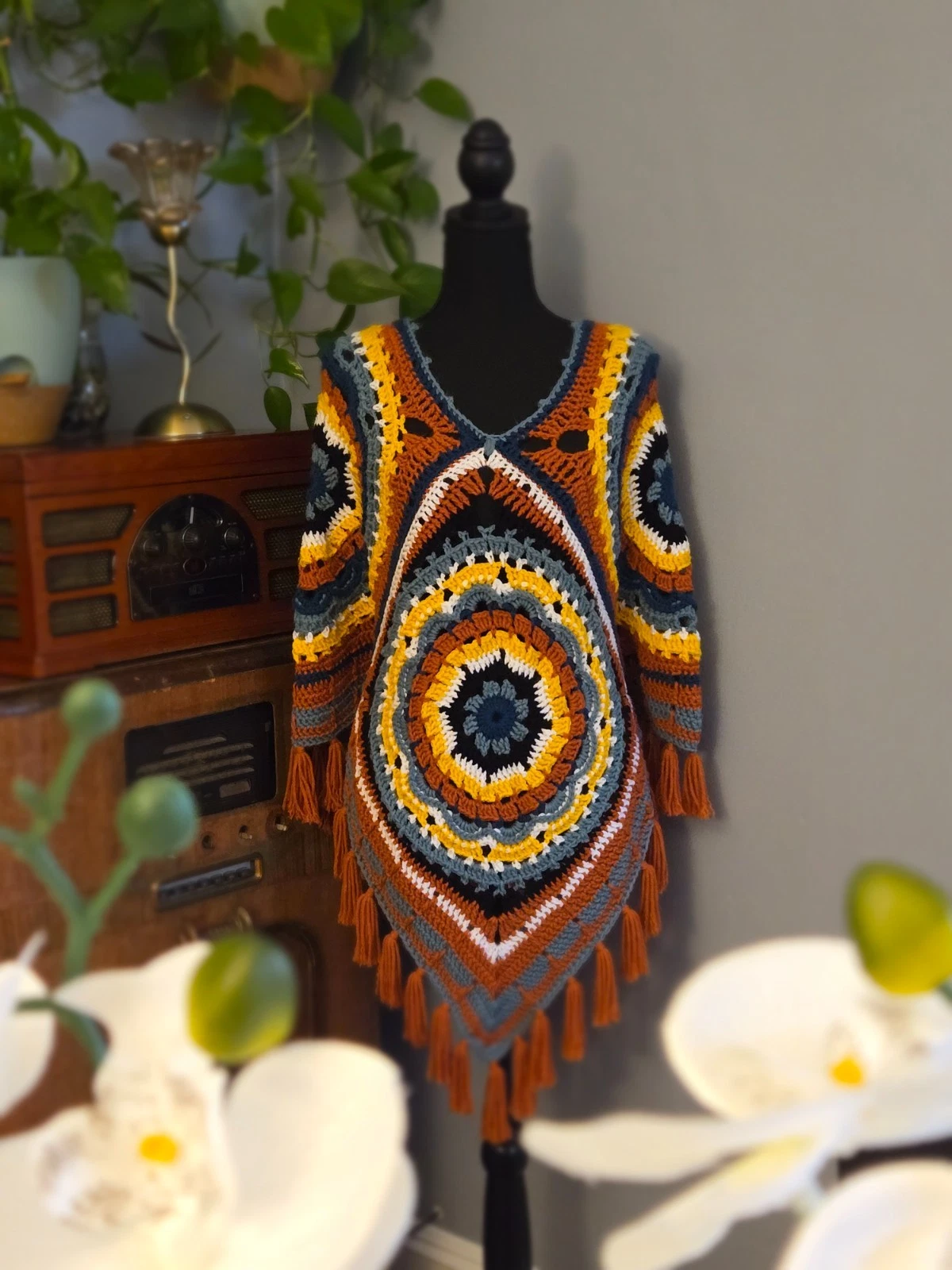 Desert Mandala Flower Poncho