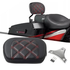 Black Passenger Sissy Bar Backrest Pad Bracket For Harley Street Glide