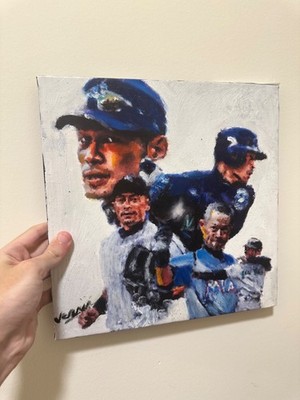 Ichiro Suzuki oil painting Art autographed by the artist 12x12 Mariners 1/1