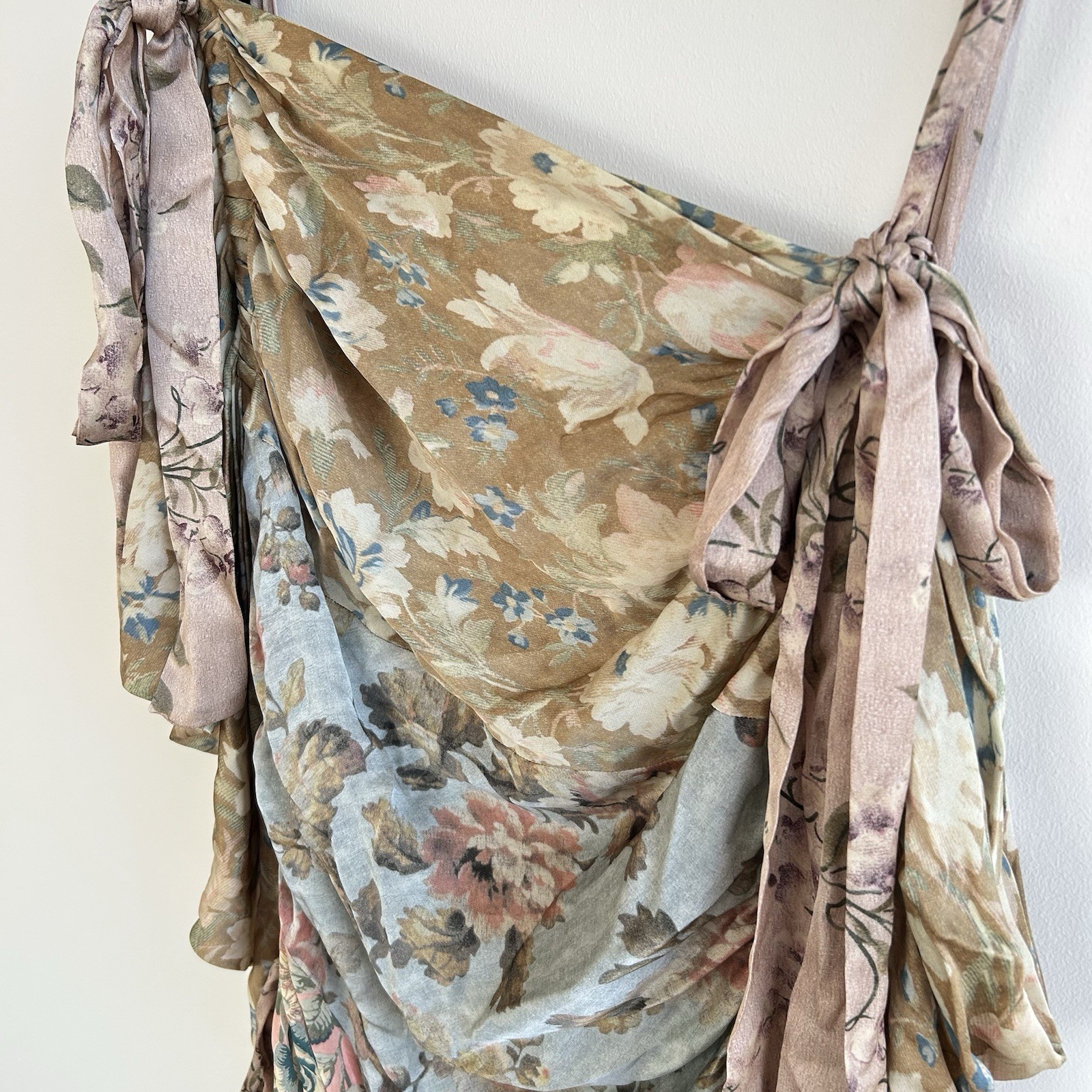 Zimmermann Unbridled Elixir Dress Size 3 AU 14/US 10 Silk Wrap Mini Pastel EUC