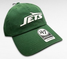 47 Brand Clean Up NEW YORK JETS NFL Embroidered Green Strapback Dad Hat - NEW