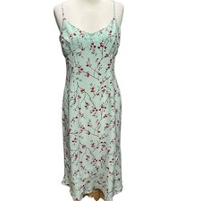 Express Y2K Slip Dress 7/8 Mint Green Red Cherry Blossom Floral Fairy Cottage