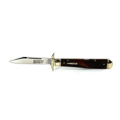 Marbles Brown Checker Bone Swing Guard Pocket Knife Lockback MR678