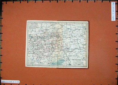 Alter Vintage Druck 1927 Farbkarte Ostalpen Dolomiten Berge Wien 20.