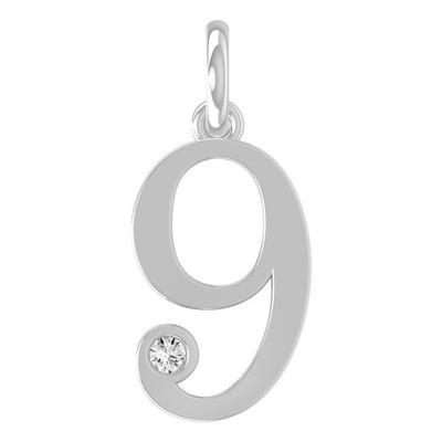 Lab Grown Diamant 10K Weißgold Nummer 9 Halskette 18'' Silber Kabel Kette