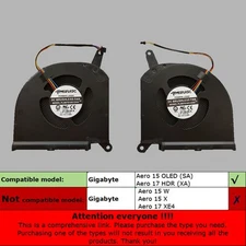 NEW CPU GPU Cooling Fan For Gigabyte Aero 15 OLED 17 HDR AORUS 15G 17G RP75XA 